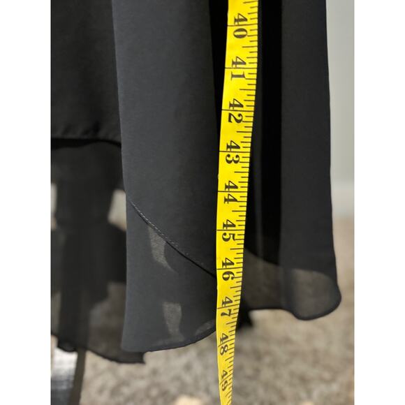 Vtg Cachet Midi‎ Formal Black Chiffon Dress lace Gold overlay sz 9/10 whimsigoth - Picture 4 of 11